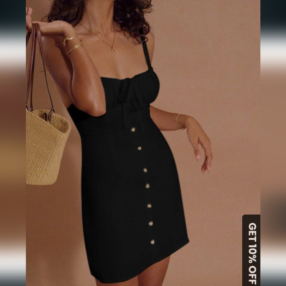 Commense Darling linen plain mini dress.